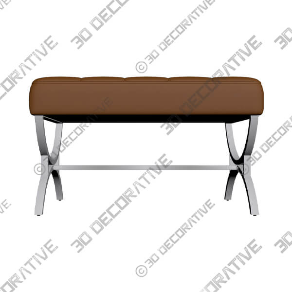 Newel Caramel Brown Leather Ottoman - 3D Decorative