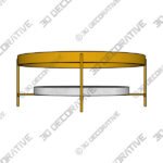 Table (1) (4) Noelle Gold Effect Faux Marble Coffee Table - 3D Decorative