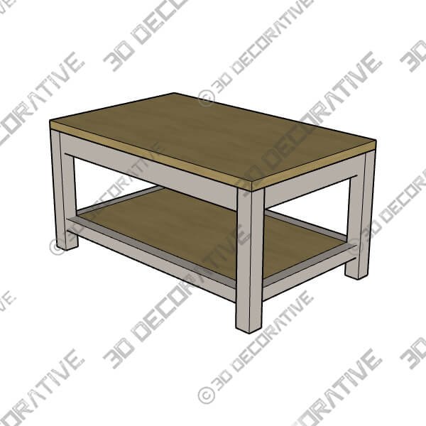 Olney Coffee Table with Shelf Stone - 3D Decorative