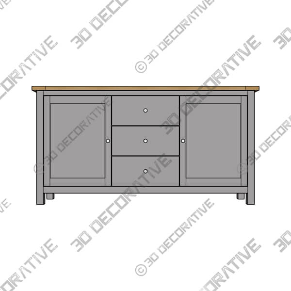 Olney Wide Sideboard-3DDecorative Olney Wide Sideboard - 3D Decorative