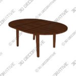 Plumas Walnut Dining Table For 6, Extendable - 3D Decorative