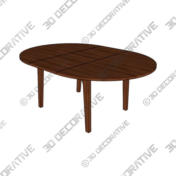 Plumas Walnut Dining Table For 6, Extendable - 3D Decorative
