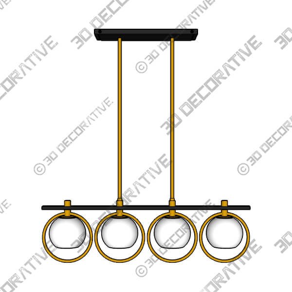 Possini Euro Carlyn 33 Brass and Black 4-Light Island Pendant - 3D Decorative