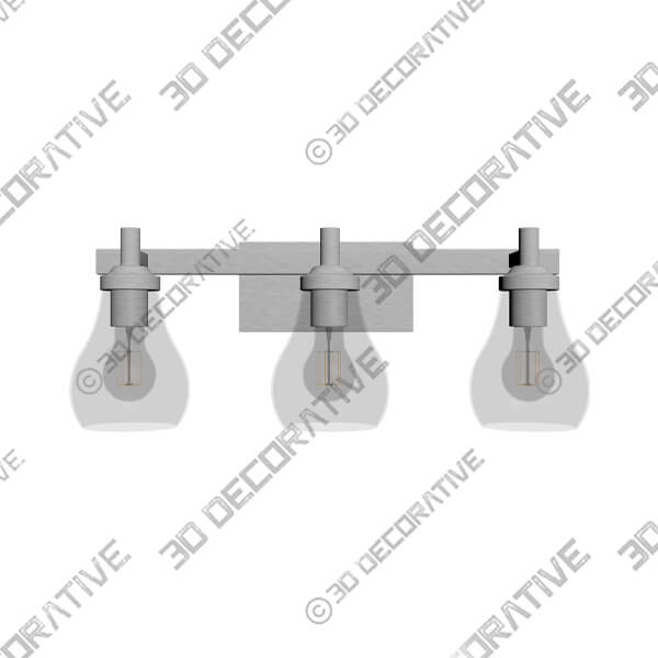 Possini Euro Danvers 22 12W Brushed Nickel 3-Light Bath Light - 3D Decorative