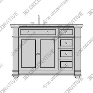 Rea 48'' Single Bathroom Vanity with Marble Top - 3D Decorative