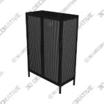 Cabinet (1) (3) Stannis Tall Cabinet Black, Ribbed Glass - 3D Decorative