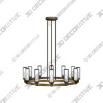 Chandelier (3) (9) Stiffel Aron 36 Wide Brass 12-Light Wagon Wheel Chandelier - 3D Decorative