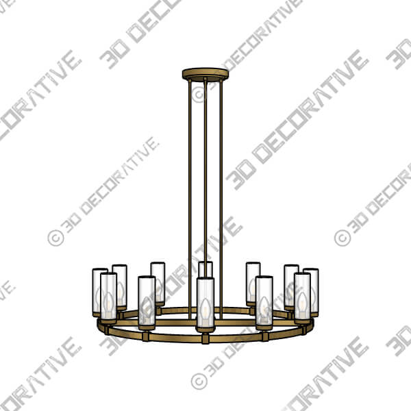 Stiffel Aron 36 Wide Brass 12-Light Wagon Wheel Chandelier - 3D Decorative