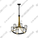 Chandelier (1) (10) Stiffel Ferrers 26 Wide Dark Bronze and Gold 6-Light Chandelier - 3D Decorative