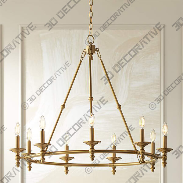 Stiffel Hartley 35 Wide Warm Antique Gold 9-Light Ring Chandelier - 3D Decorative
