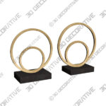 Sculpture (1) Topanga Matte Copper Metal Ring Sculptures Set of 2 - 3D Decorative