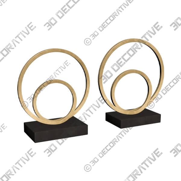 Topanga Matte Copper Metal Ring Sculptures Set of 2 - 3D Decorative