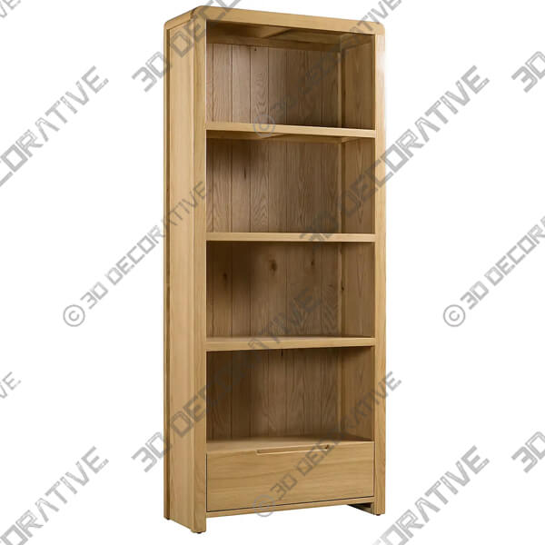 Curve Oak Tall Bookcase - 3D Decorative