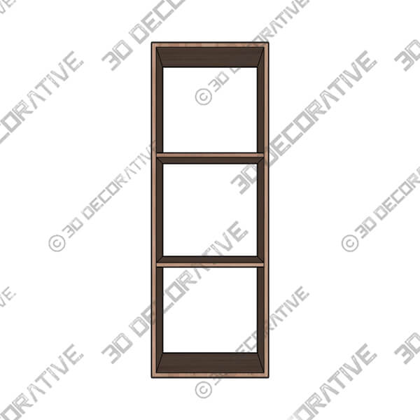 3 Divide Wooden Bookcase - 3D Decorative