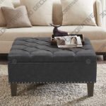 Alice Charcoal Tufted Fabric Square Cocktail Ottoman - 3D Decorative