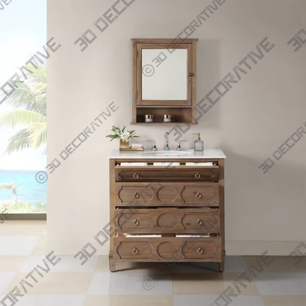 Asellus 36W x 22D Bath Vanity - 3D Decorative