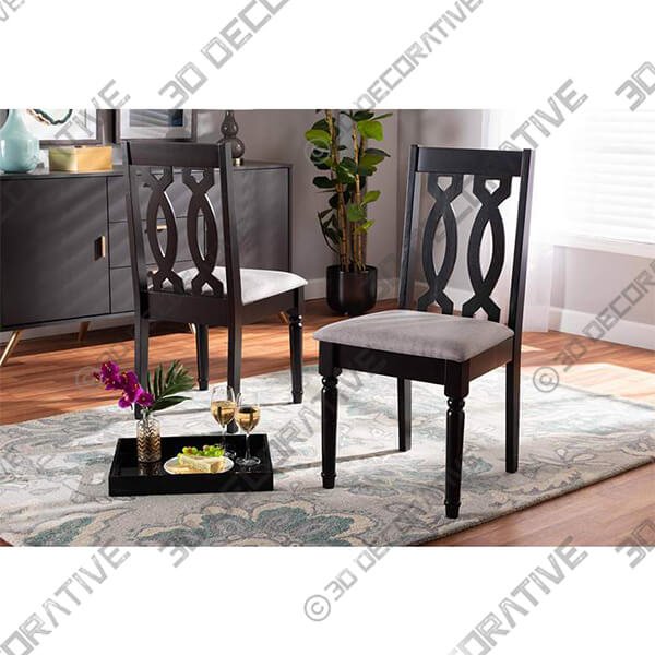 Baxton Studio Cherese Gray Fabric Dining Chairs Set of 2 - 3D Decorative