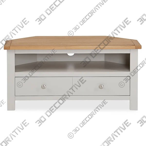 Bromely Corner TV Unit, Grey for TVs up to 40 - 3D Decorative