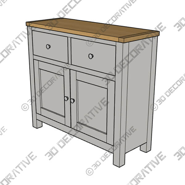 Bromley Grey Small Sideboard-3DDecorative Bromley Grey Small Sideboard - 3D Decorative