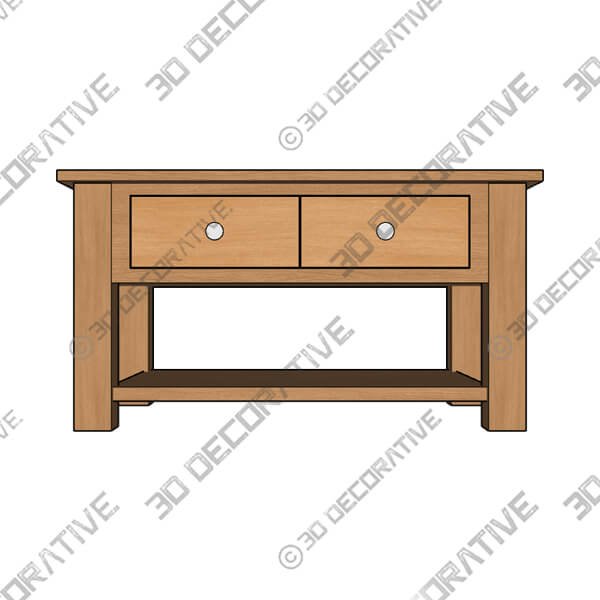 Bromley Oak Coffee Table - 3D Decorative