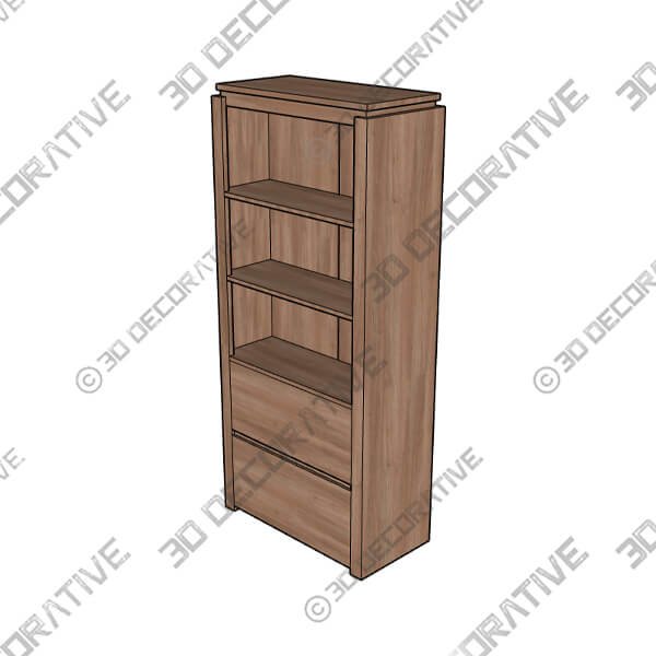 Canyon Oak Bookcase - 3D Decorative