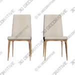Captiva Cream Fabric Armless Dining Side Chairs Set of 2 - 3D Decorative