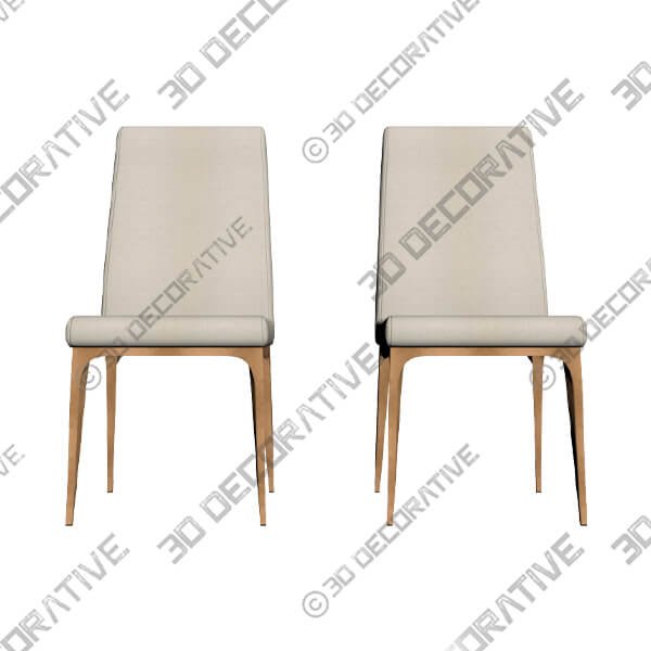 Captiva Cream Fabric Armless Dining Side Chairs Set of 2 - 3D Decorative