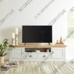 Compton Extra Wide TV Unit, Ivory for TVs up to 80 - 3D Decorative