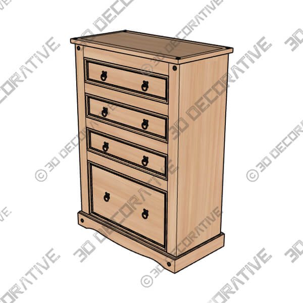 Corona Pine Low Bookcase - 3D Decorative