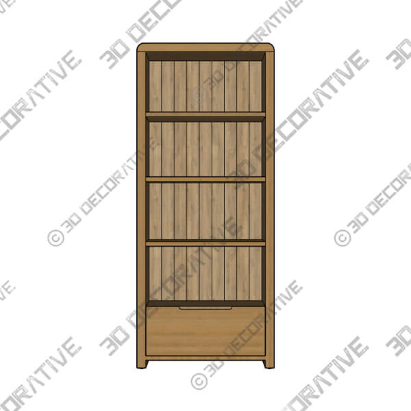 Curve Oak Tall Bookcase-3DDecorative Curve Oak Tall Bookcase - 3D Decorative