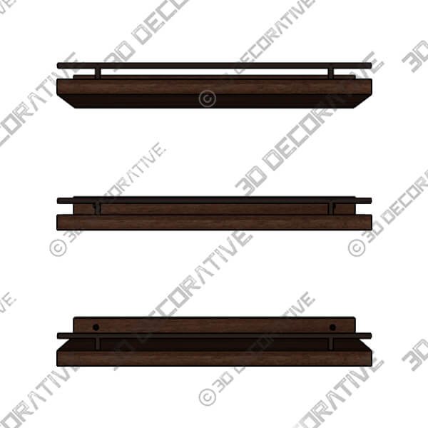 Dark Brown Kinnu 3 Piece Floating Shelf - 3D Decorative