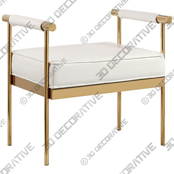 Diva 25 14 Wide White Faux Leather Bench - 3D Decorative
