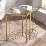 Ezio Gold Metal and Glass Nesting Tables Set of 2-3DDecorative Ezio Gold Metal and Glass Nesting Tables Set of 2 - 3D Decorative