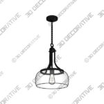 Franklin Iron Charleston 13 12 Black and Clear Glass Pendant Light - 3D Decorative