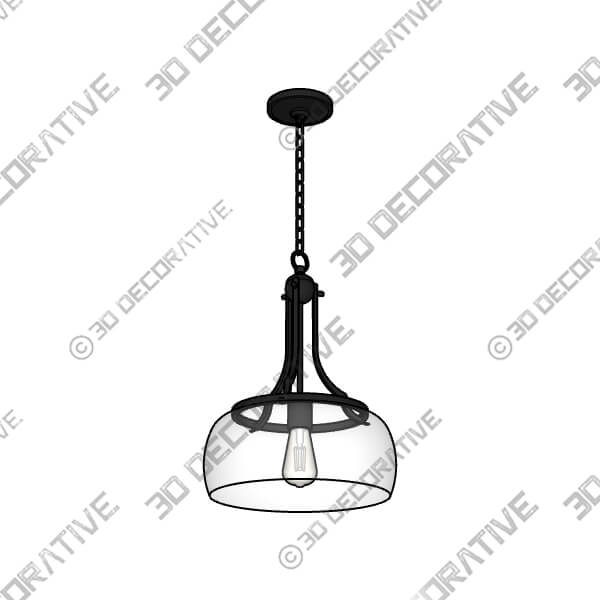 Franklin Iron Charleston 13 12 Black and Clear Glass Pendant Light - 3D Decorative