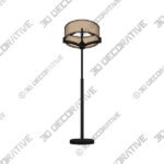 Franklin Iron Works Tremont 62 2-Light Floor Lamp with Burlap Shade - 3D Decorative