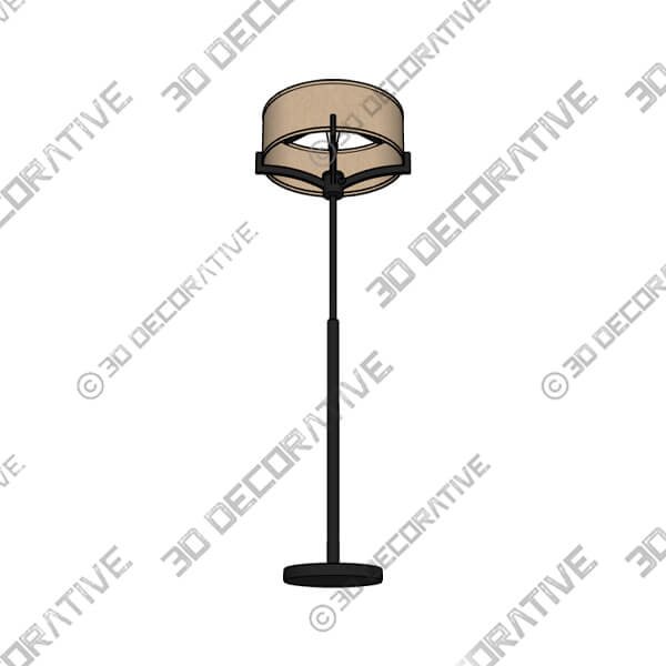 Franklin Iron Works Tremont 62 2-Light Floor Lamp with Burlap Shade - 3D Decorative