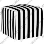 Franzen Canopy Stripe Black and White Square Cube Ottoman - 3D Decorative