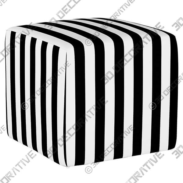 Franzen Canopy Stripe Black and White Square Cube Ottoman - 3D Decorative