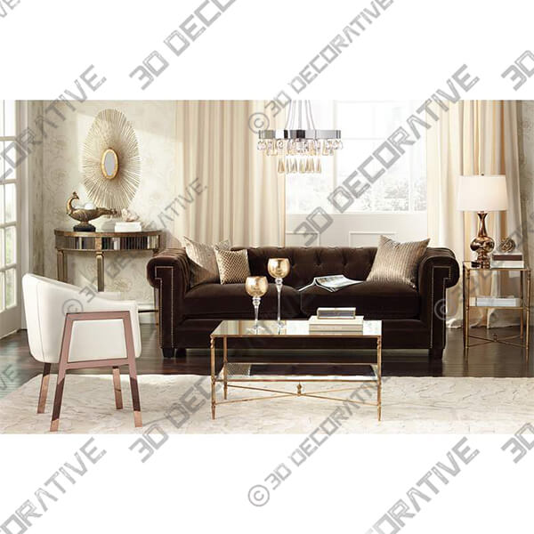 Henzler 25 34 Wide Metal and Glass Console Table - 3D Decorative