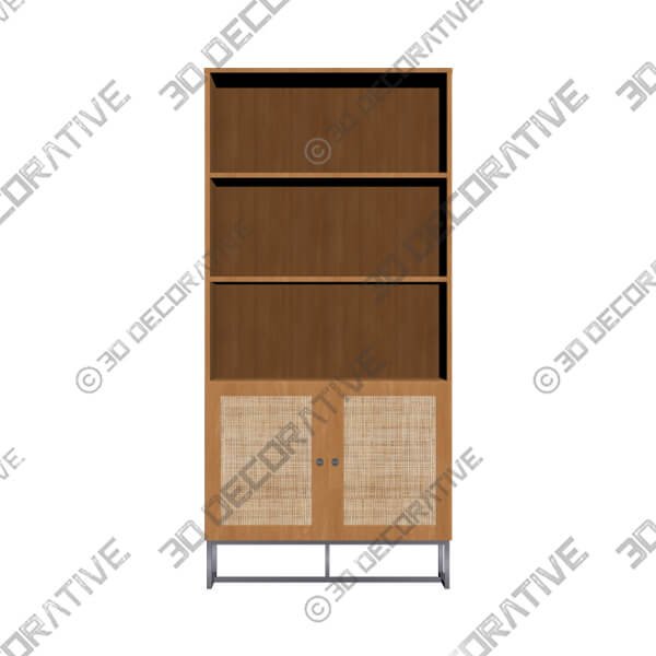 Hollis Tall Oak Bookcase - 3D Decorative