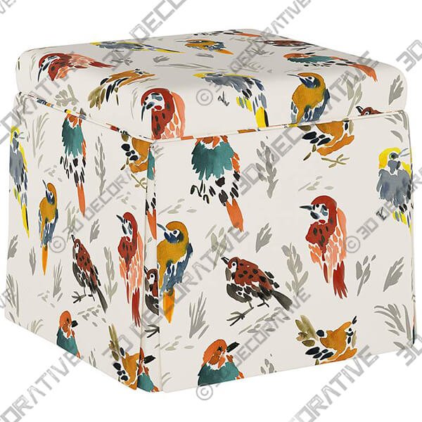 Joshua Avery Multi-Color Fabric Storage Ottoman-3DDecorative Joshua Avery Multi-Color Fabric Storage Ottoman - 3D Decorative