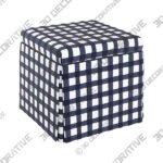 Joshua Buffalo Gingham Blue Fabric Storage Ottoman - 3D Decorative