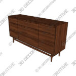 Drawer (3) Lenia Walnut 9-Drawer Dresser - 3D Decorative