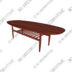 Lenia Walnut Oval Coffee Table - 3D Decorative