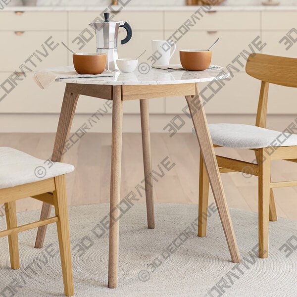 Mara Oak Cafe Table - 3D Decorative