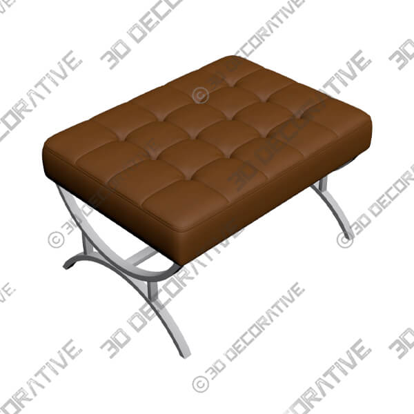 Newel Caramel Brown Leather Ottoman-3DDecorative Newel Caramel Brown Leather Ottoman - 3D Decorative