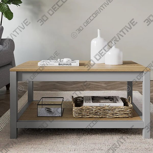 Olney Coffee Table with Shelf Stone - 3D Decorative