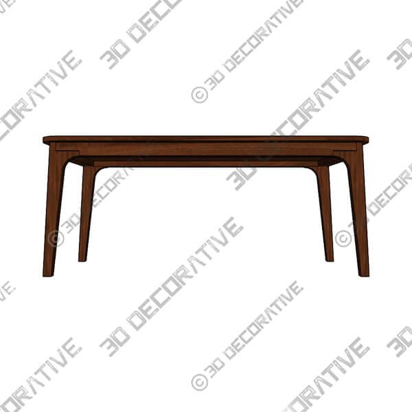 Plumas Walnut Dining Table For 6 -3D Decorative