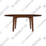 Plumas Walnut Dining Table For 6, Extendable - 3D Decorative